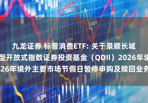 九龙证券 标普消费ETF: 关于景顺长城标普消费精选交易型开放式指数证券投资基金（QDII）2026年境外主要市场节假日暂停申购及赎回业务安排的公告